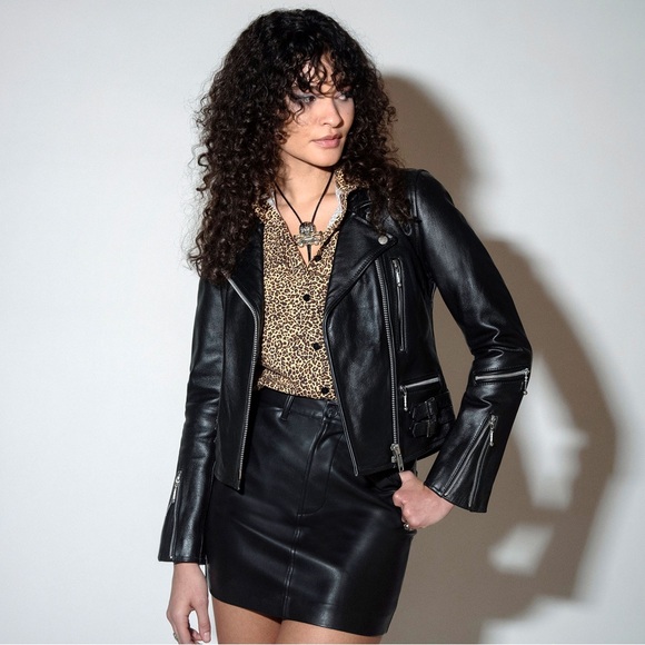 Straight To Hell Women's Black Biker Leather Jacket - Picture 2 of 5